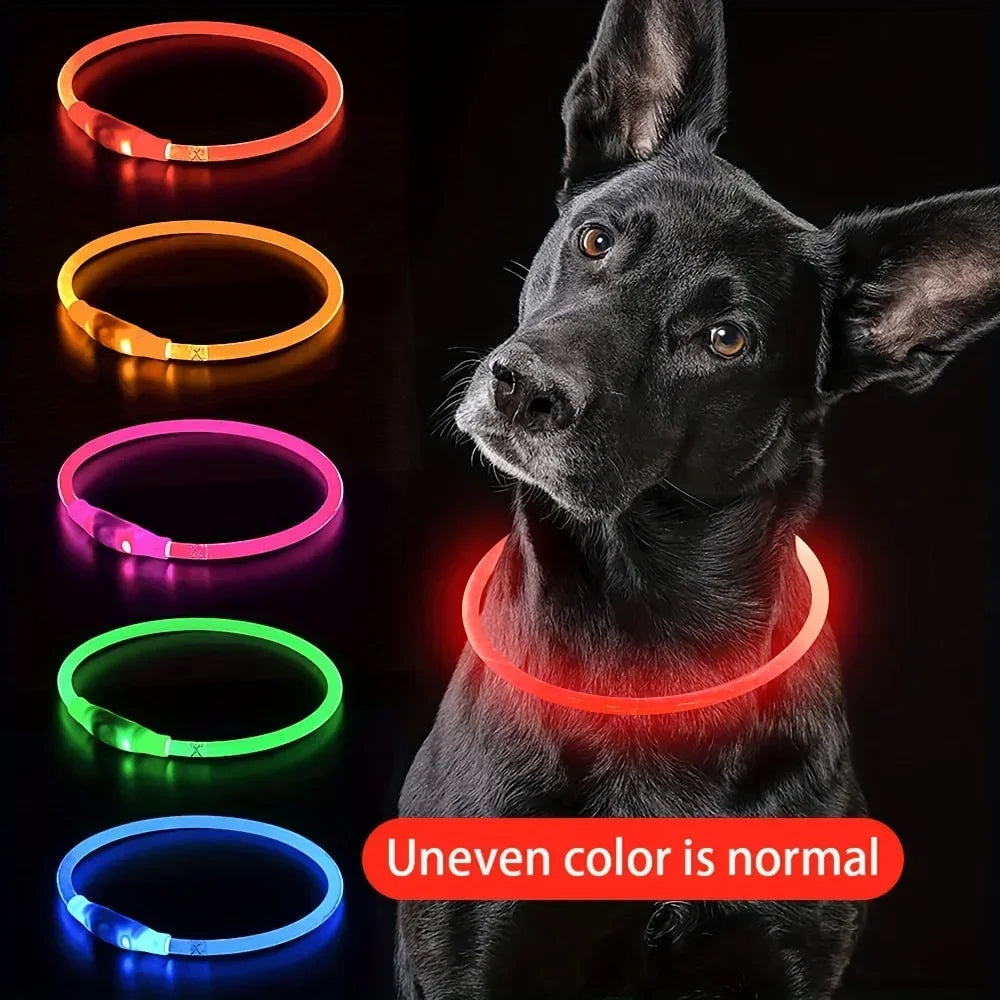 USB Rechargeable Fiber Optic Collar Pet Dog LED Light Collar Luminous Anti-Lost Dog Collar USB Rechargeable Dog Necklace Collar